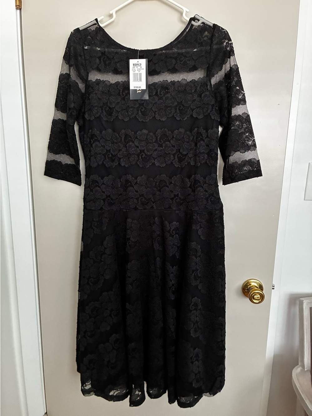 Black Lace Lined Dress NEW Sz.14P - Picture 1 of 13